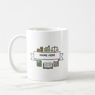 Caneca De Café Ícones de Contabilidade Financeira de Nome de Cont