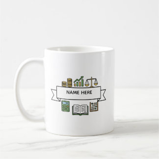 Caneca De Café Ícones de Contabilidade Financeira de Nome de Cont