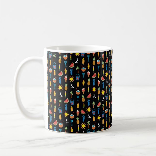 Caneca De Café Ícones de verão sem descontinuidades padrão de vin (Esquerda)