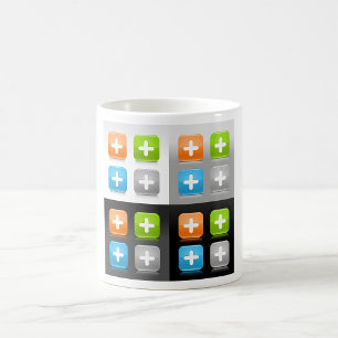 Caneca De Café Ícones de Vidro Brilhante Símbolo de Adição Modern