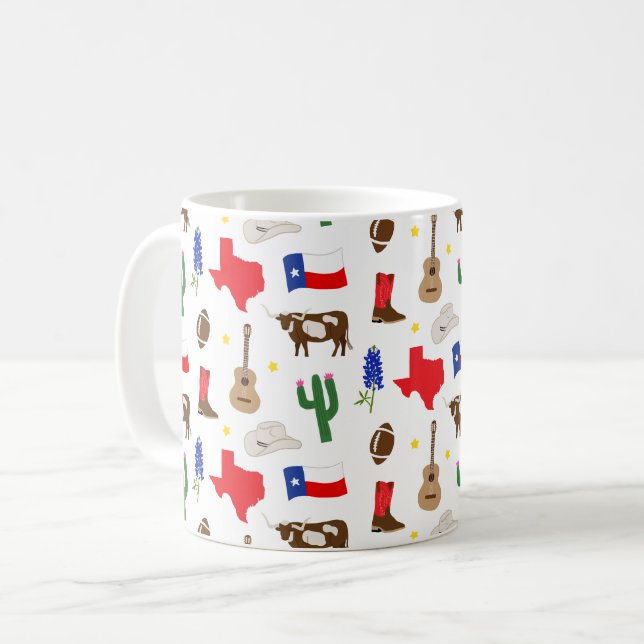 Caneca De Café Ícones do Texas (Frente Esquerda)