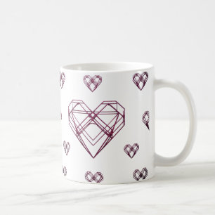 Caneca De Café Ícones Geométricos Mínimos do Coração - Artística 