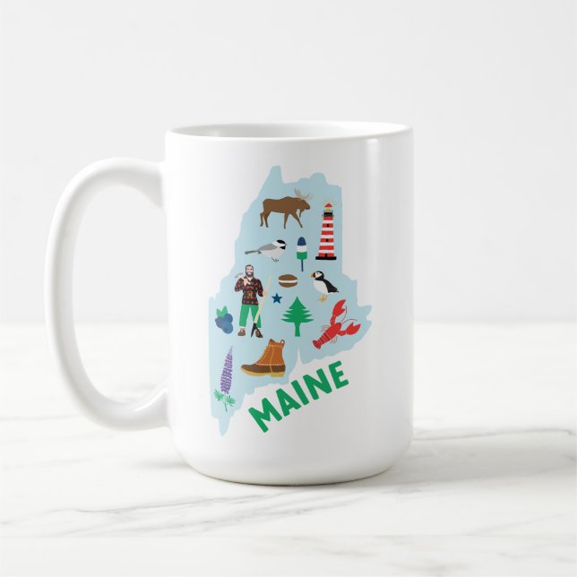 Caneca De Café Ícones Maine (Esquerda)