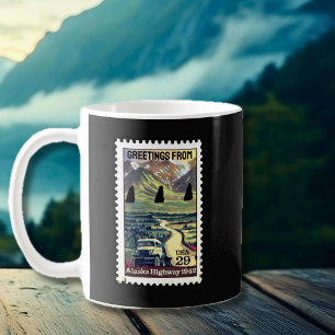 Caneca De Café Iconic Alaska Highway Retro Stamp Coffee Mug