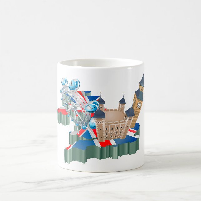 Caneca De Café Iconic London Landmarks UK Map British Viagem (Criador carregado)