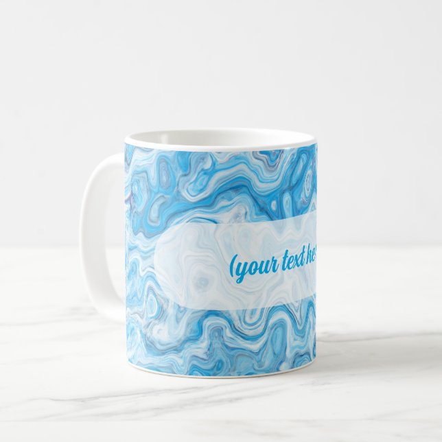 Caneca De Café Icy Glacier Blue Marble Texture Abstract Liquid (Frente Esquerda)