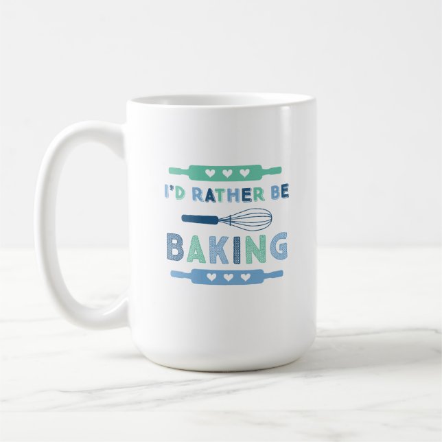 Caneca De Café I'd Rather be Baking Blue (Esquerda)