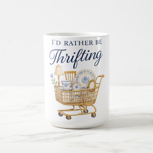 Caneca De Café I'd Rather Be Thrifting Sticker (Centro)