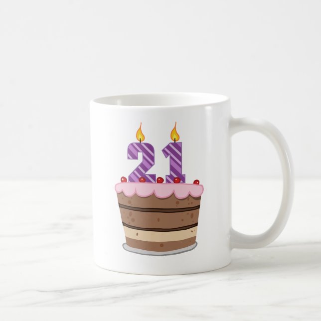 Caneca De Café Idade 21 no bolo de aniversário (Direita)
