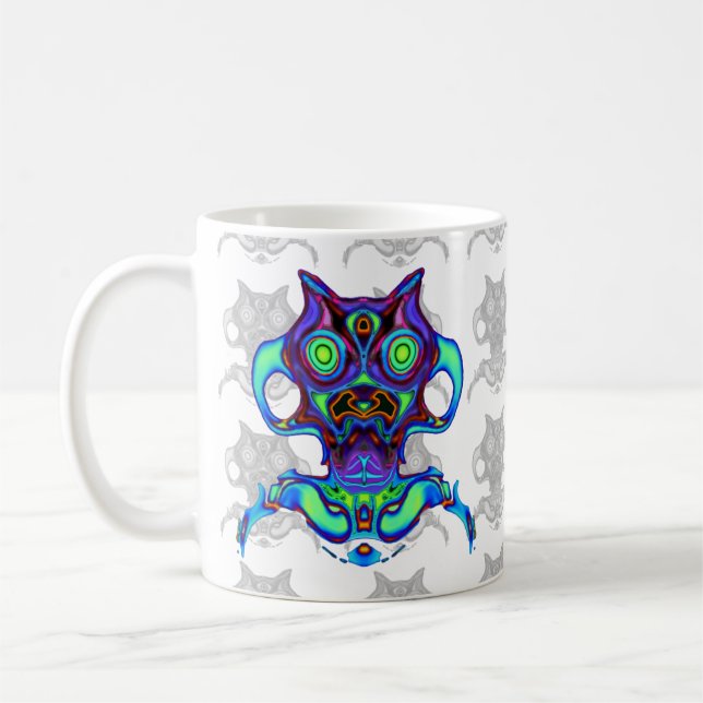 Caneca De Café Idiol espacial antigo colorido v1 (Esquerda)