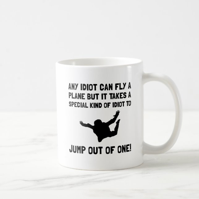 Caneca De Café Idiota Skydiving (Direita)