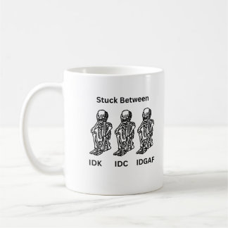 Caneca De Café IDK, IDC e IDGAF com esqueletos criados em um