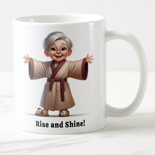 Caneca De Café Idoso Alegre em um Robe Aconchegante (Criador carregado)