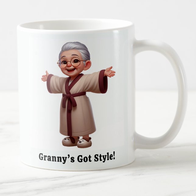 Caneca De Café Idoso Alegre em um Robe Aconchegante (Criador carregado)