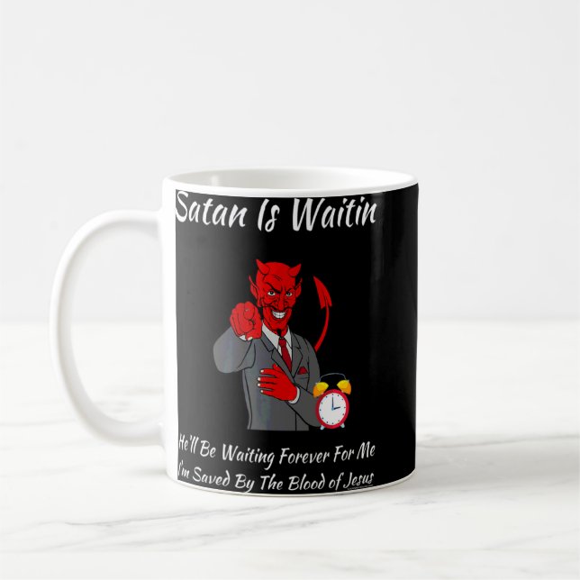 Caneca De Café Igreja Religiosa Cristã Satã Deus Satã Espera (Esquerda)