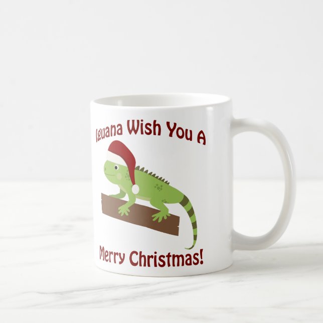 Caneca De Café Iguana Deseje A Você Um Feliz Natal (Direita)