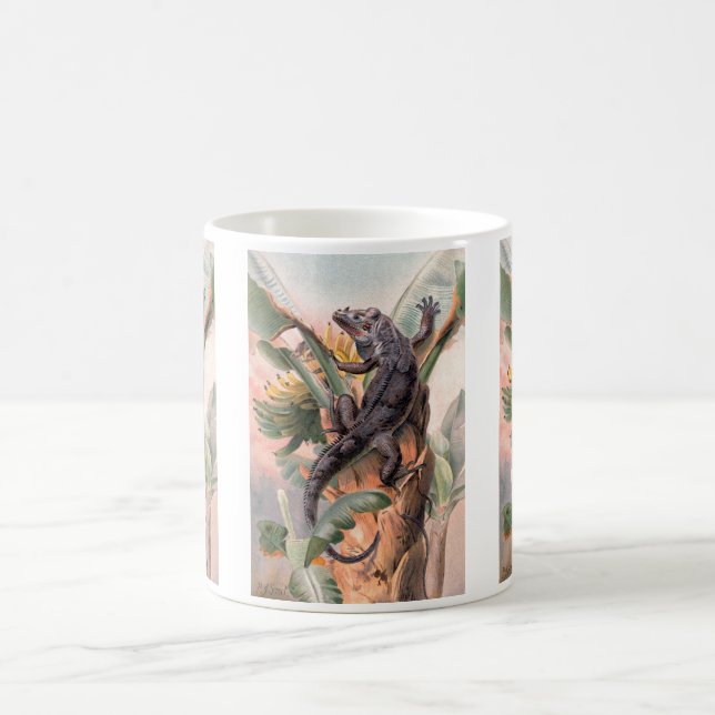 Caneca De Café Iguana Negra Tropical, Animais Selvagens de Réptil (Centro)