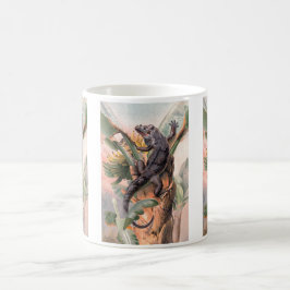 Caneca De Café Iguana Preta Tropical, Réptil Animal Selvagem Vint
