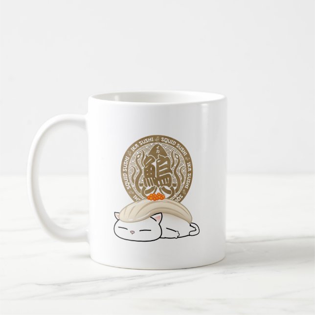 Caneca De Café Ika Squid Sushi Cat (Esquerda)