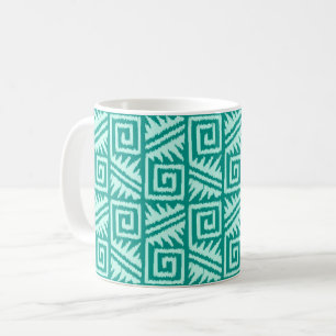 Caneca De Café Ikat Aztec Pattern - Turquoise e Aqua