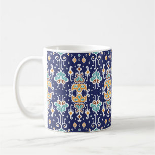 Caneca De Café Ikat Geométrico: Folclore Oriental Ornament.