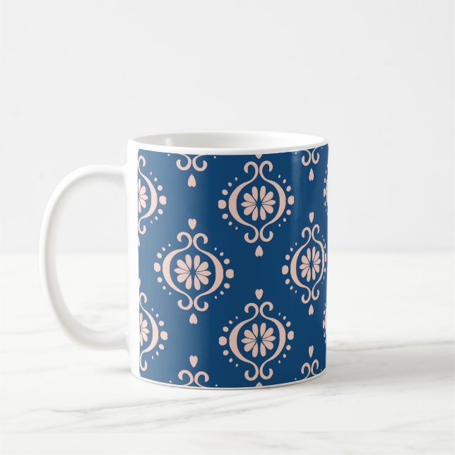 Caneca De Café Ikat Geométrico Folklore Damask Ornament (Esquerda)