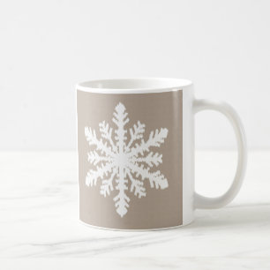 Caneca De Café Ikat Snowflake - Taupe bronzeado e branco