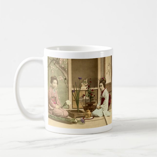 Caneca De Café Ikebana - meninas bonitas do quimono que arranjam (Esquerda)