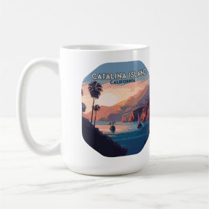 Caneca De Café Ilha Catalina California Boats Sunset Retro