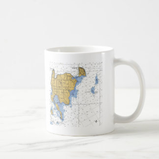 Caneca De Café Ilha de Washington, carta náutica dos WI