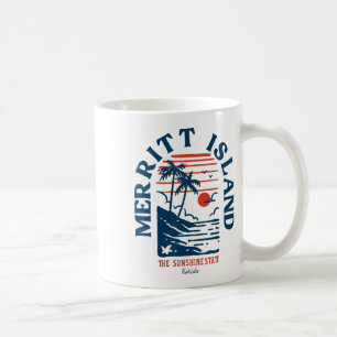 Caneca De Café Ilha Merritt Flórida Retro Surfista Praia Vintage