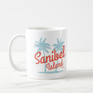 Caneca De Café Ilha Sanibel Flórida Coral Oceano Lembrança