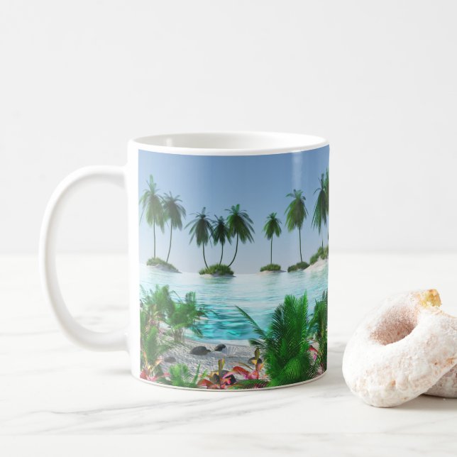 Caneca De Café Ilha tropical do paraíso (Com Donut)