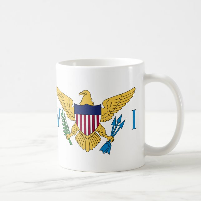Caneca De Café Ilhas Virgens dos Estados Unidos Bandeira Cerâmica (Direita)
