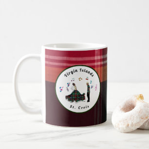 Caneca De Café Ilhas Virgens USVI Madras Xadrez Rua Croix VI