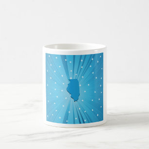 Caneca De Café Ilinois Silhueta Estrela Azul Explosão