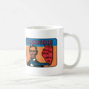 Caneca De Café Illinois IL Vintage State Label Mug