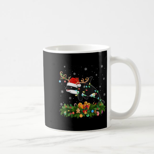 Caneca De Café Iluminação de Natal da Orca Rena com Chapéu de Pap (Direita)