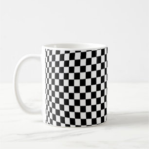 Caneca De Café Ilusão Geométrica Verificada: Artística Vintage.
