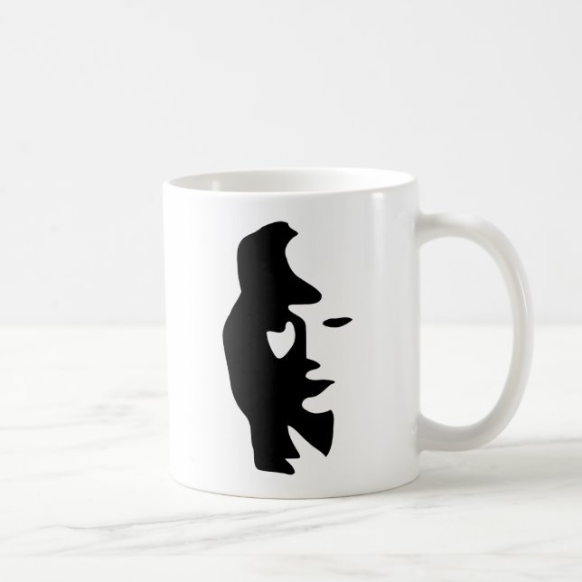 Caneca De Café Ilusão óptica do saxofone ou da mulher (Direita)