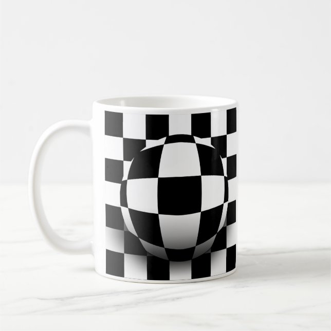 Caneca De Café Ilusão Xadrezada (Esquerda)