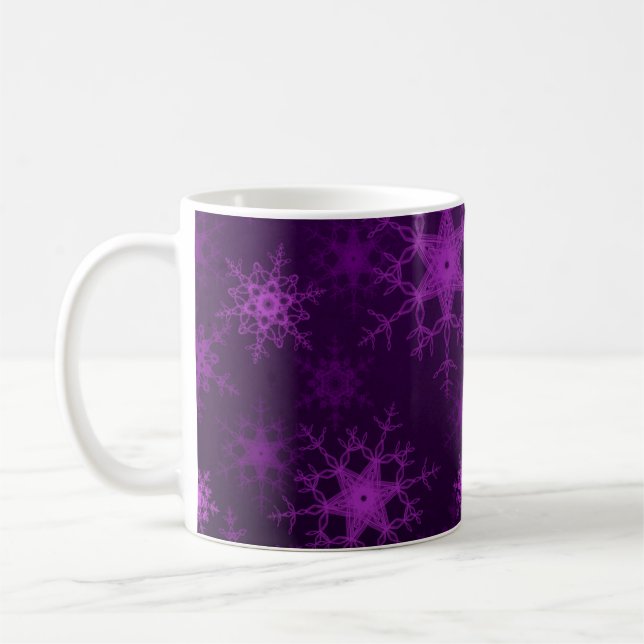 Caneca De Café Ilustração 2d. Flocos de neve abstrato. Santo Chri (Esquerda)