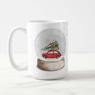 Caneca De Café ilustração aquarela de um globo de neve de Natal