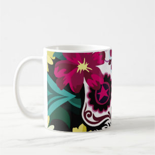 Caneca De Café ilustração artística de crânio ornamentsflower, cr