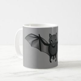 Caneca De Café Ilustração Bat De Cartoon Bonito Em Cinzas