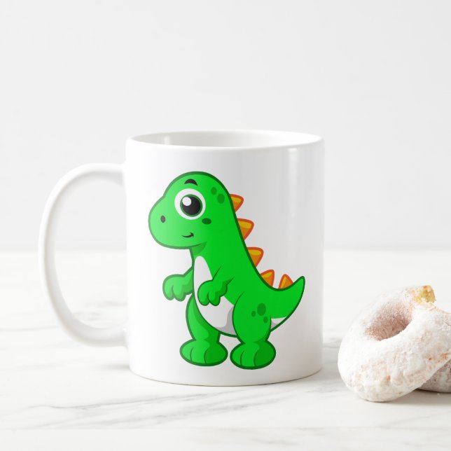 Caneca De Café Ilustração Bela De Tyrannosaurus Rex. (Com Donut)