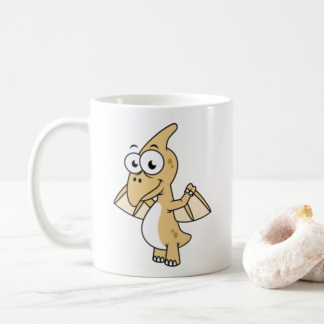Caneca De Café Ilustração Bela De Um Pterodactilo. 2 (Com Donut)