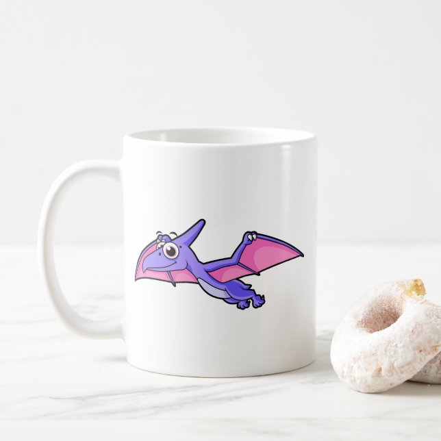 Caneca De Café Ilustração Bela De Um Pterodactilo Voador. (Com Donut)
