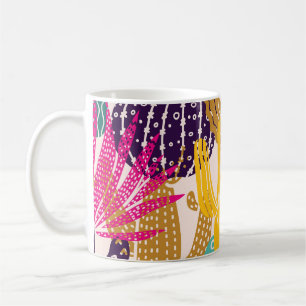 Caneca De Café Ilustração Bonita De Cactus Vintage Sem Olhos.