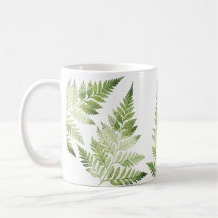 Caneca De Café Ilustração Botânica de Fern Verde Minimalista